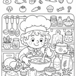 Un enfant joyeux cherchant des objets cachés à la maison, ambiance de jeu familial.