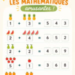 Enfant jouant avec des feuilles de calcul de mathématiques sur une table.