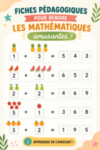 Enfant jouant avec des feuilles de calcul de mathématiques sur une table.