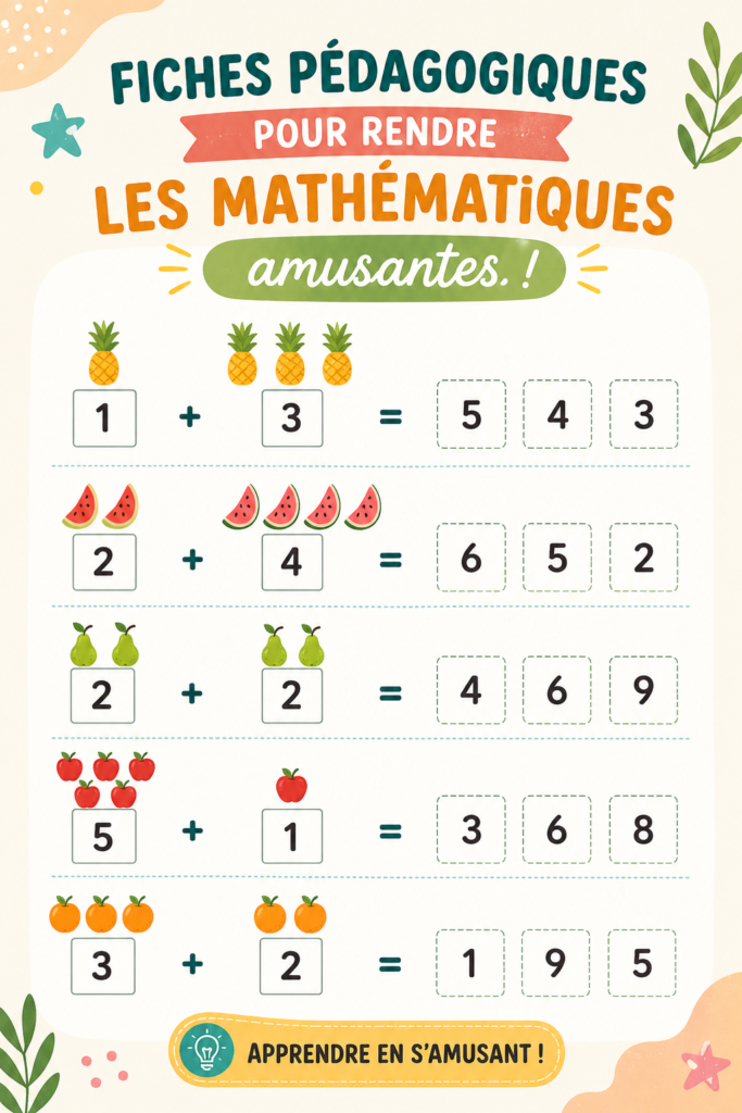 Enfant jouant avec des feuilles de calcul de mathématiques sur une table.