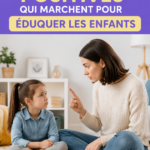 Une maman souriante interagissant positivement avec son enfant en utilisant des méthodes d'éducation bienveillante.