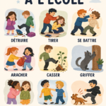 Enfants discutant dans la cour de récréation, symbolisant un environnement scolaire bienveillant.