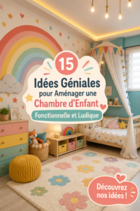 Chambre d'enfant colorée et fonctionnelle avec des meubles adaptés et des zones de jeu.