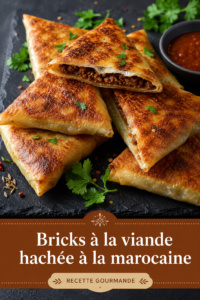 Un plat de bricks croustillantes à la viande hachée, symbole de la cuisine marocaine.
