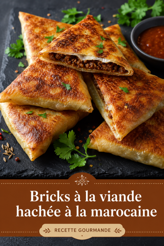 Un plat de bricks croustillantes à la viande hachée, symbole de la cuisine marocaine.
