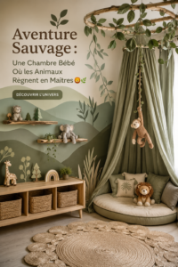 Chambre bébé accueillante avec des décorations animales et une ambiance chaleureuse