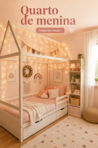 Chambre de fille décorée avec des couleurs douces et des éléments pratiques.