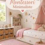 Chambre Montessori minimaliste pour enfants avec mobilier adapté