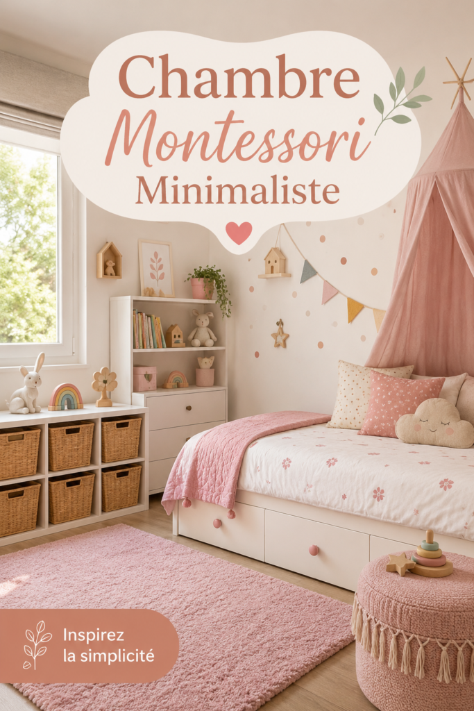 Chambre Montessori minimaliste pour enfants avec mobilier adapté
