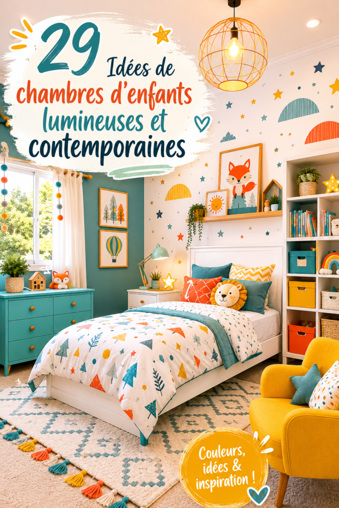 Chambre d'enfant moderne et joyeuse avec des couleurs contemporaines