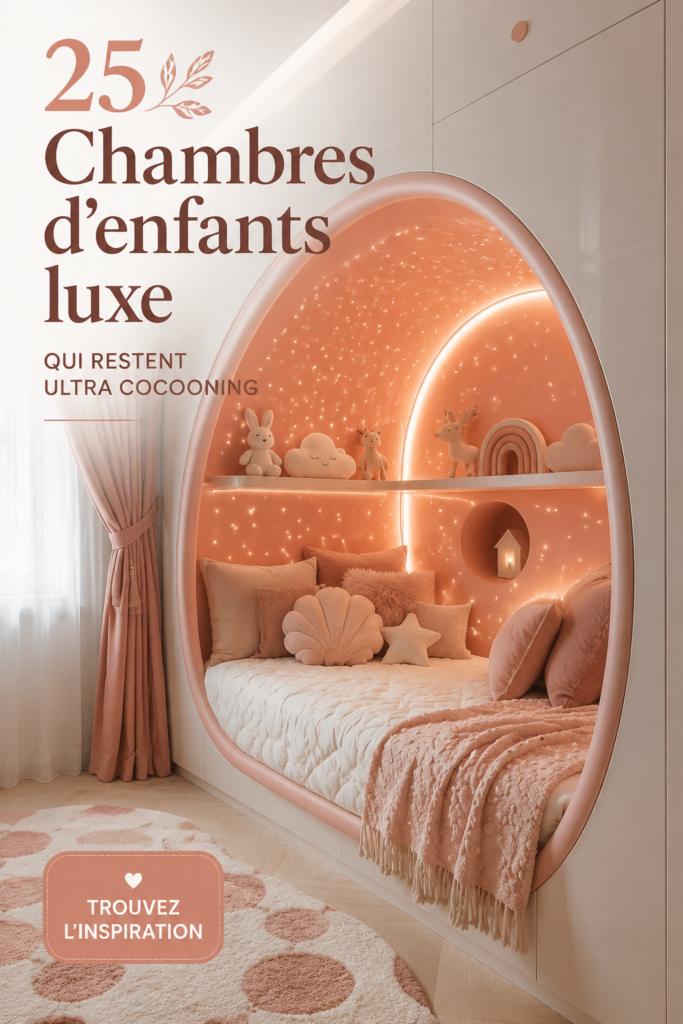 Chambre d'enfant luxueuse avec un décor cosy et élégant.