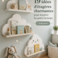 Une charmante bibliothèque pour nursery remplie de livres colorés et jouets.