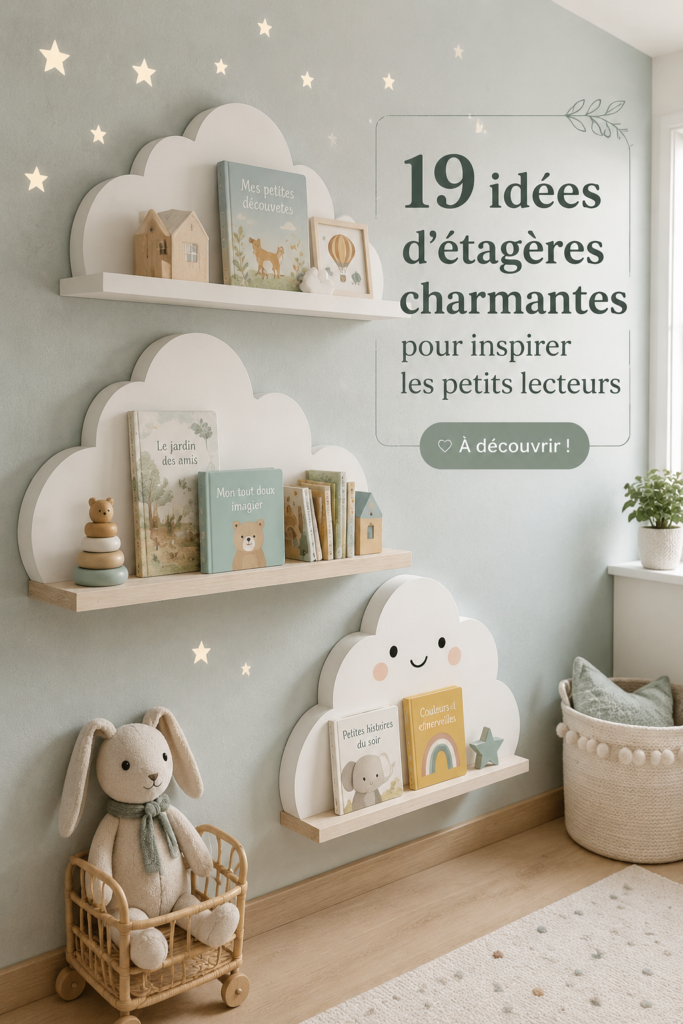 Une charmante bibliothèque pour nursery remplie de livres colorés et jouets.