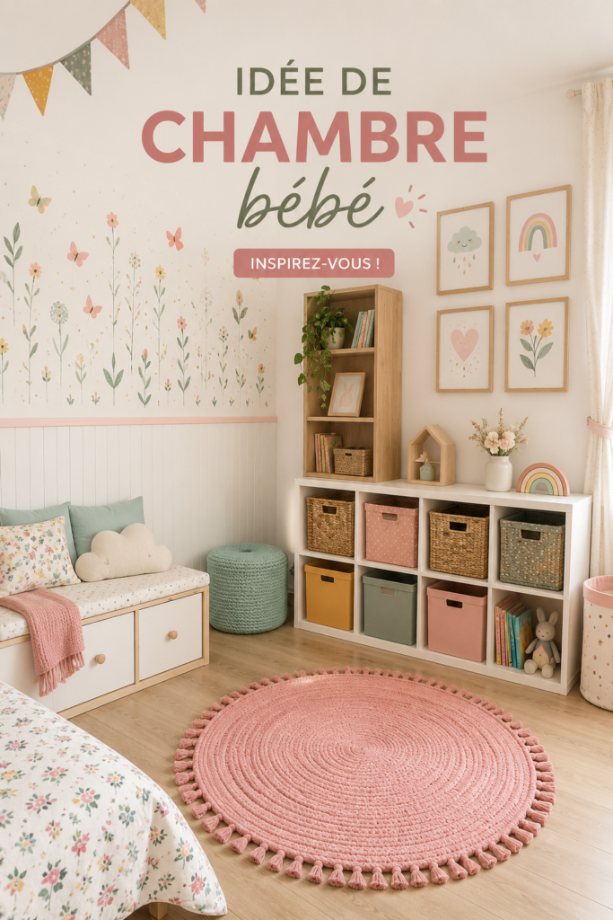 Une belle chambre pour bébé avec des couleurs douces et des accessoires mignons