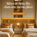 Chambre moderne avec deux lits séparés et décoration chaleureuse