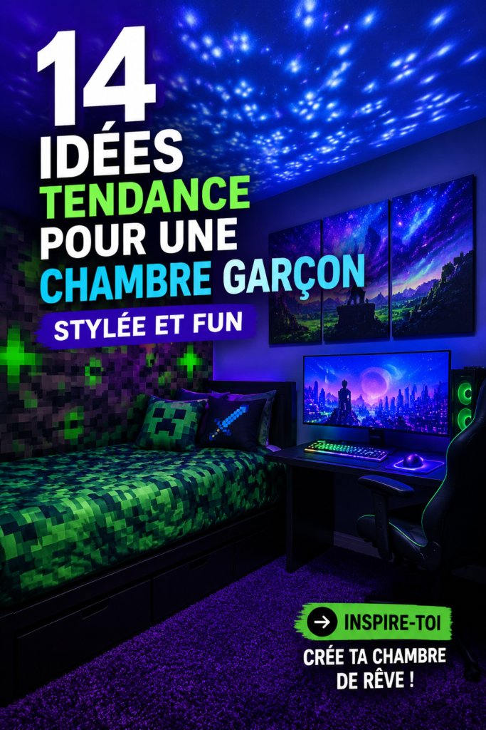 Chambre de garçon moderne avec décor créatif et coloré.