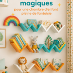 Chambre d'enfant joliment décorée, avec des couleurs vives et des éléments ludiques.