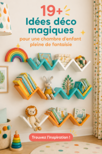 Chambre d'enfant joliment décorée, avec des couleurs vives et des éléments ludiques.