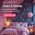Palettes de couleurs roses et licorne pour une chambre d'enfant