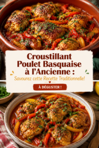 Un plat de Poulet Basquaise servi avec des légumes colorés.