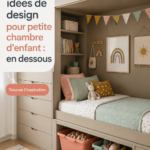 Chambre d'enfant avec rangement sous le lit bien organisé