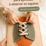 Une enfant s'entraîne à lacer ses chaussures de manière amusante, un vrai moment de convivialité.