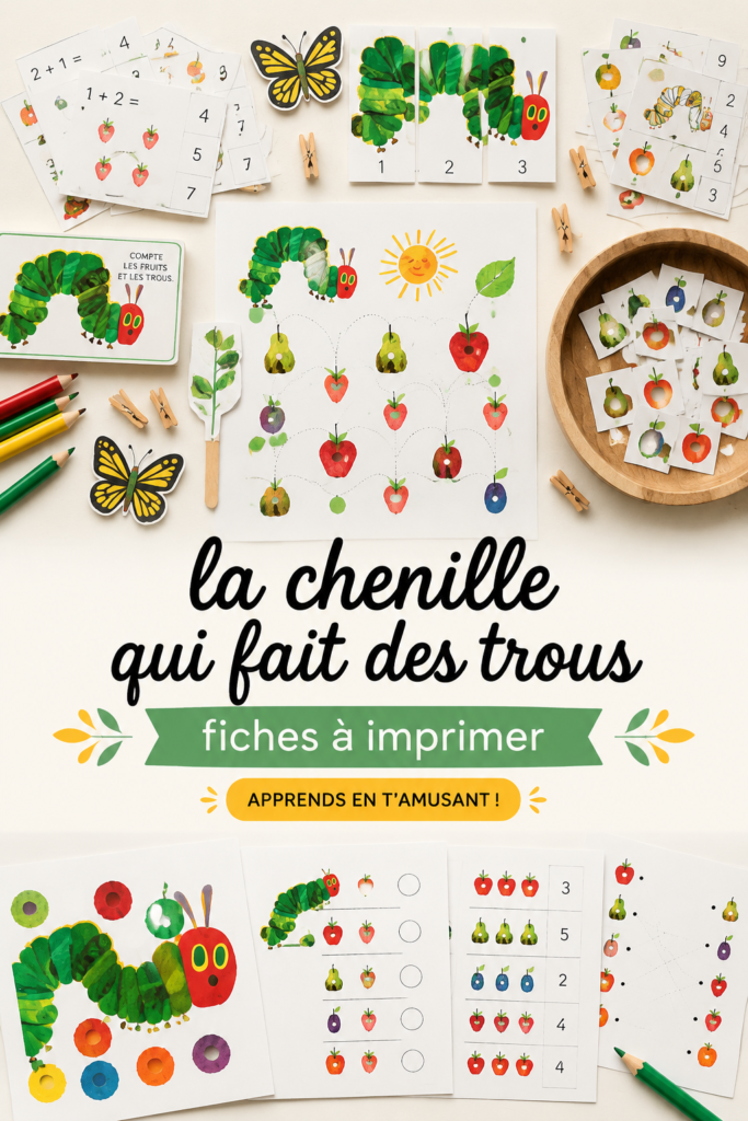 Fiches imprimables sur les chenilles pour enfants, idéales pour l'éducation Montessori