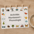 Illustration d'activités Montessori autour de la phonologie pour enfants