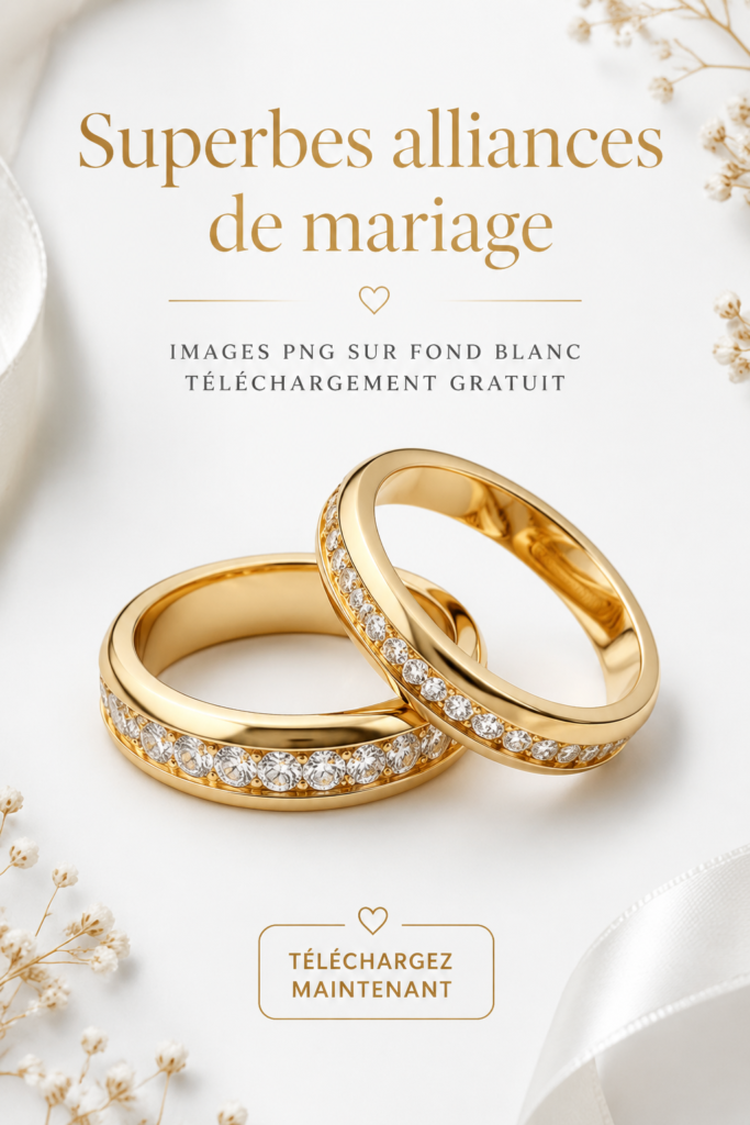Alliance de mariage élégante sur fond blanc