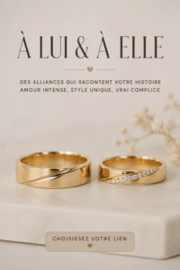 Deux alliances élégantes posées sur un lit, symbolisant l'amour et l'union.