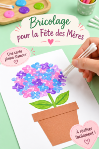Art DIY d'hortensias pastel pour la fête des mères, création colorée et chaleureuse.