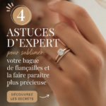 Bague de fiançailles sur une main élégante, mettant en valeur son éclat et son design.