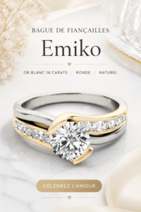 Bague de fiançailles Emiko en or blanc 14K avec diamant rond.