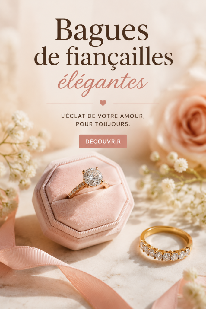 Une bague de fiançailles élégante montrant un design classique avec un diamant