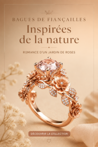 Bague de fiançailles botanique avec motifs floraux élégants