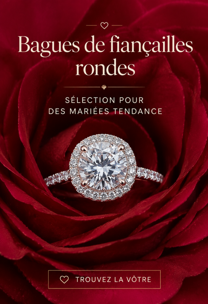 Bague de fiançailles ronde brillante sur un coussin élégant