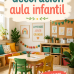 Salle de classe décorée avec des couleurs vives et des activités éducatives