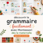 Un enfant utilisant des outils Montessori pour apprendre la grammaire de manière ludique.