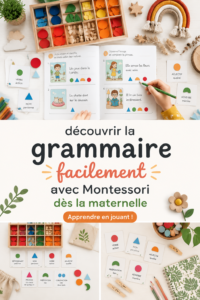 Un enfant utilisant des outils Montessori pour apprendre la grammaire de manière ludique.