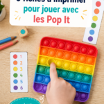 Fiches de jeu Pop It imprimées, prêtes à être utilisées par des enfants