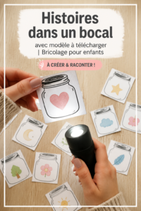 Des bocaux contenant des illustrations d'histoires pour enfants