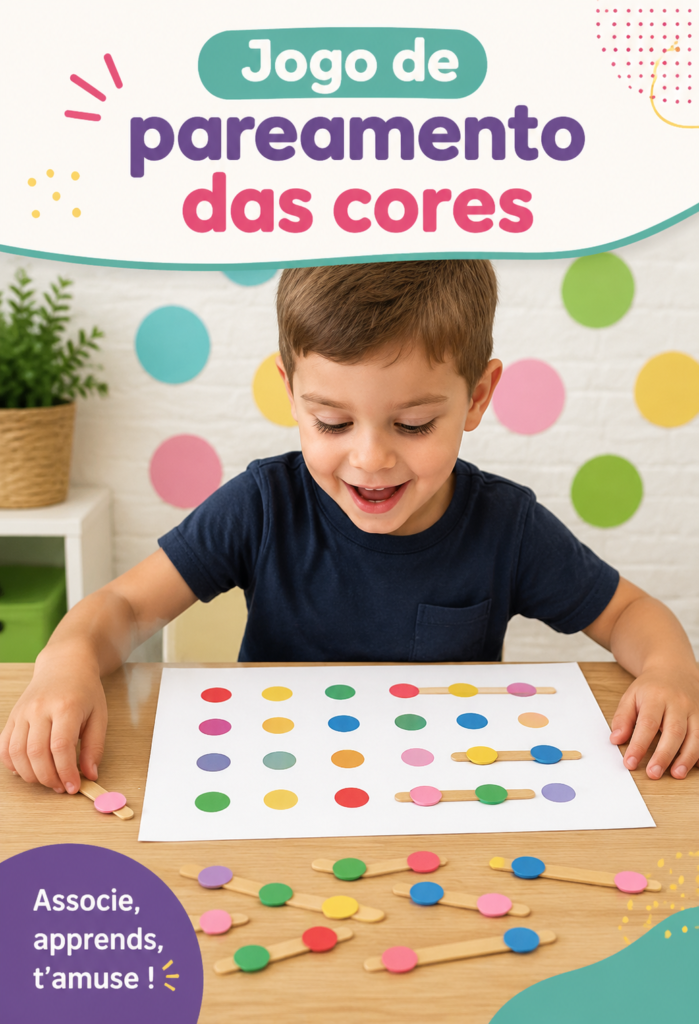 Un enfant joue à un jeu de couleurs Montessori avec des cartes colorées.