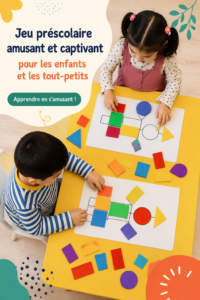 Un groupe d'enfants jouant ensemble à des jeux de société colorés dans un salon lumineux.