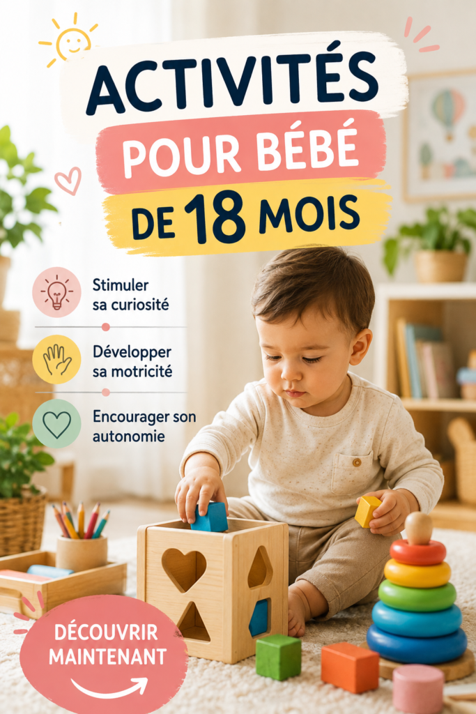 Jeune enfant jouant avec des jouets éducatifs adaptés à 18 mois