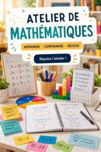 Un groupe d'enfants heureux participant à un atelier de mathématiques créatif et ludique