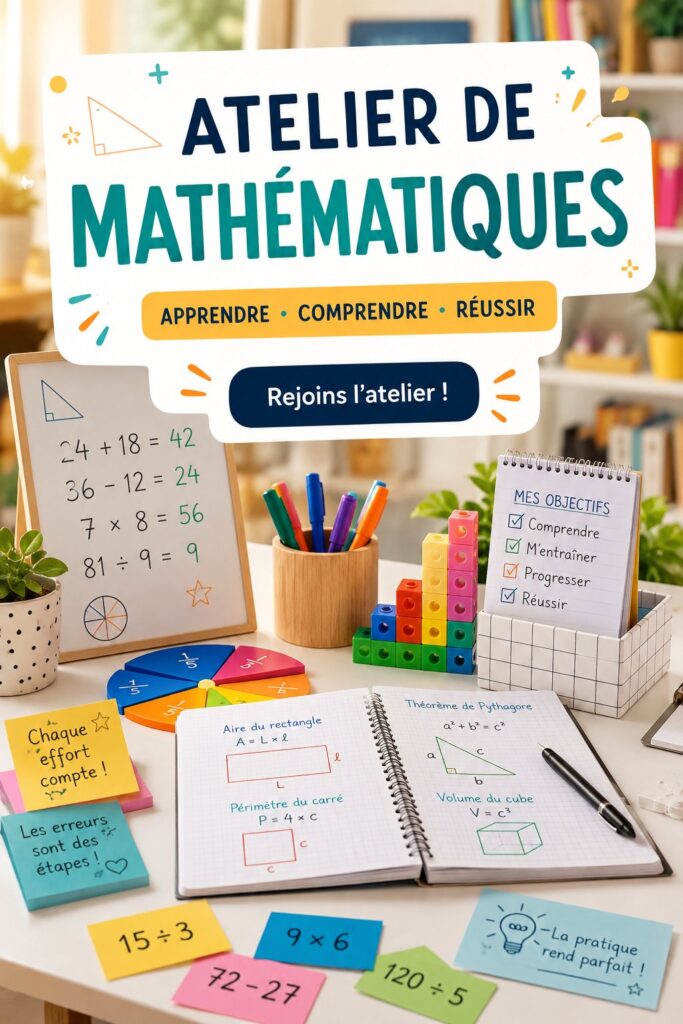 Un groupe d'enfants heureux participant à un atelier de mathématiques créatif et ludique