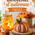 Des enfants s'appliquent à réaliser un projet de bricolage d'automne avec des matériaux naturels.