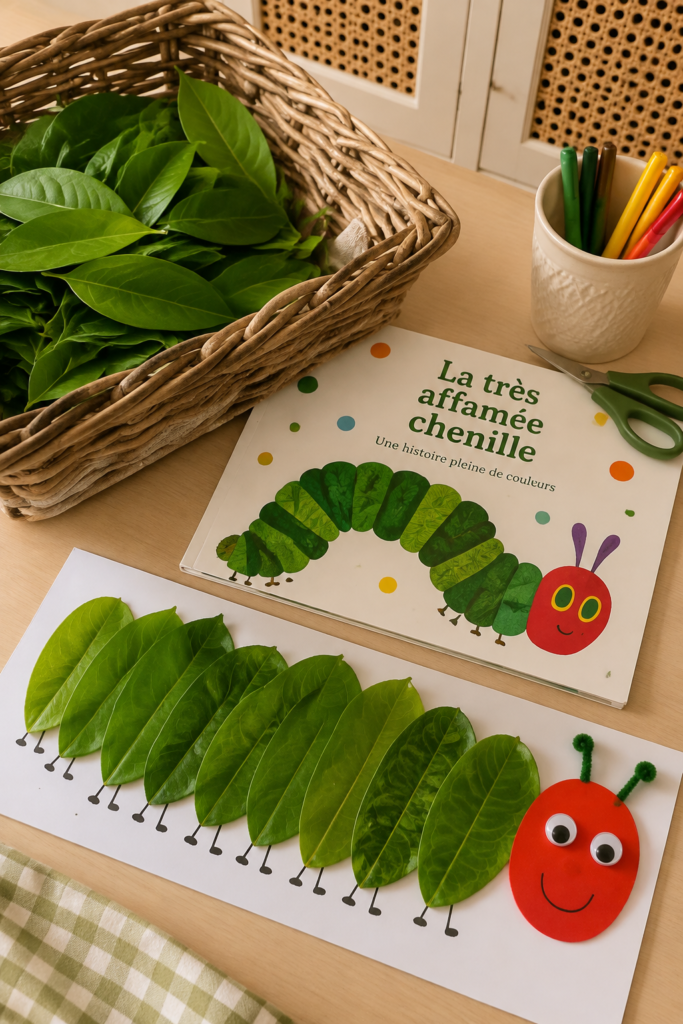 Couverture du livre 'La Chenille qui fait des trous' d'Eric Carle, illustrée avec des couleurs vives et des images engageantes.