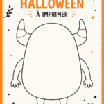 Un enfant souriant coloriant un dessin d'Halloween avec des citrouilles