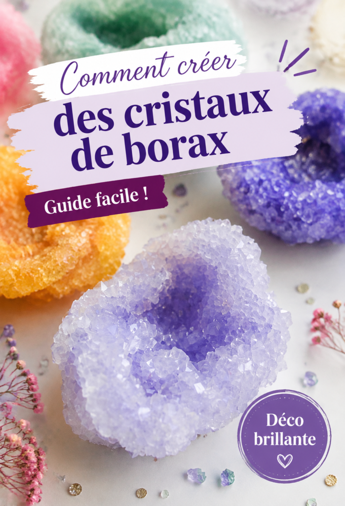 Un exemple de cristaux de borax brillants créés à la maison